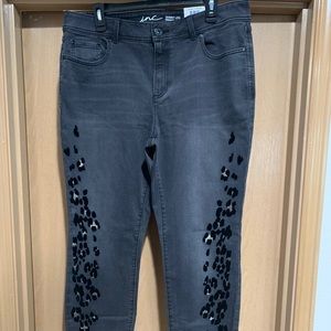 INC skinny jeans with leopard detail size 16